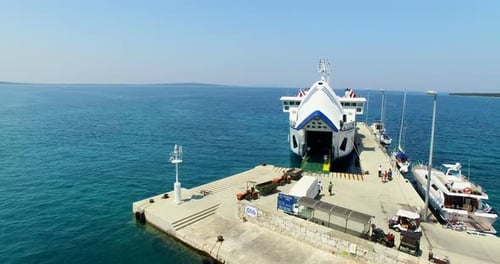 Ferry Docked At Olib Harbour, Croatia 1