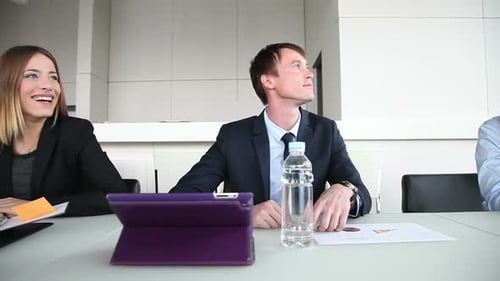 Close Up Of Business People During A Meeting In Conference Room 2
