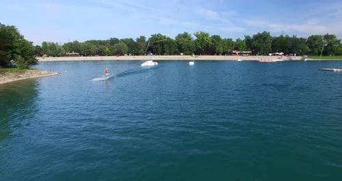 Man Wakeboarding At Wake Park In Zagreb, Croatia 3