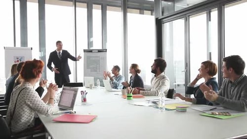 Business Meeting in a Bright Modern Office