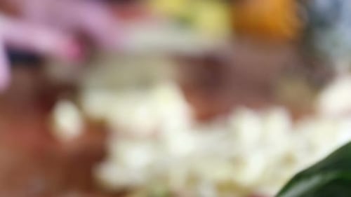 View Of Woman Hands Cutting Pineapple Into Pieces 4