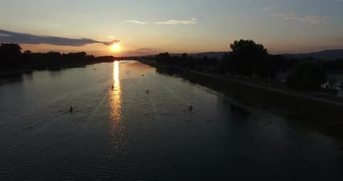 Rowing Boats On Jarun Lake At Sunset 2