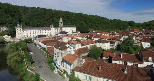 Benedictine Abbey Of Brantome And River And Surrounding 2