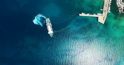 Aerial View Of Ferry Leaving Port At Olib Island, Croatia 6