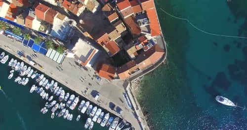 Aerial View Of Rooftops And Harbour In Komiza, Croatia 1