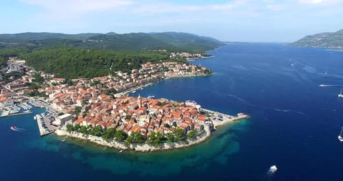 Aerial View Of Historic City Of Korcula, Croatia 5