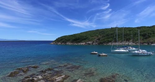 Aerial View Of Yachts Anchored In Bay, Croatia