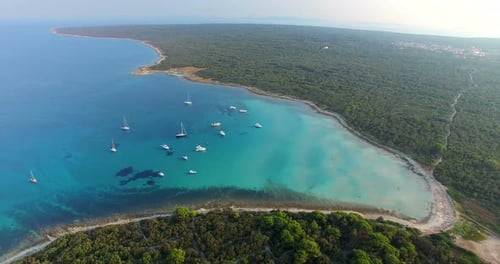 Aerial View Of Yachts In Slatinica Bay At Olib Island In Croatia 1