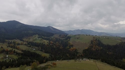 Carpathian Mountains Aerial In Autumn