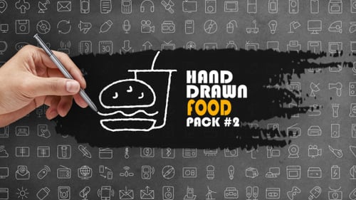 Hand Drawn Food and Drink Line Art Icon Pack for Sketch Animations
