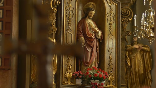 Catholic Jesus Statue and Crucifix
