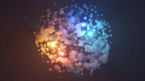 Abstract animation of floating clouds, blobs and lights in the deep space.