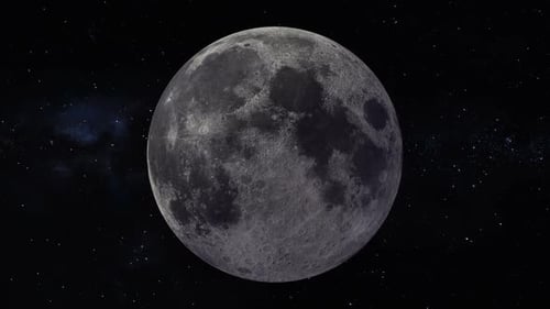 Rotating Moon in Deep Space with Stars