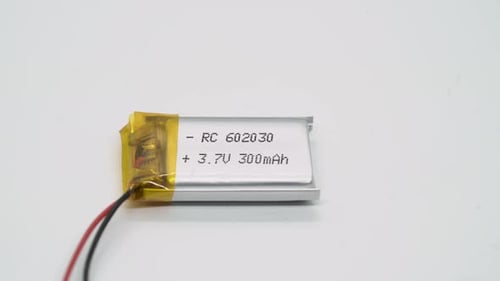 Close Up of Small Battery with Wires