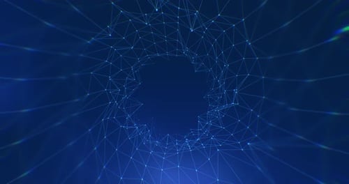 Big Data tunnel, tech background, dot and line connection, information fluid concept.