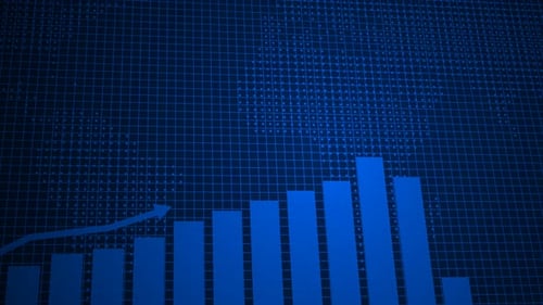 Animated Digital Bar and Line Graph Representing Business Growth