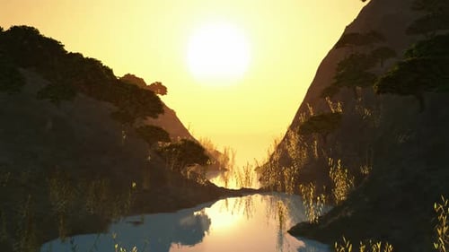 Sunset And Islands With Trees In Ocean 1