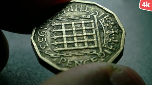 Close Up of a Vintage Three Pence Coin