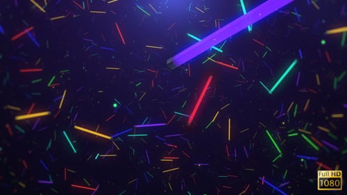 Abstract Neon Lines Flying Through Digital Space Background