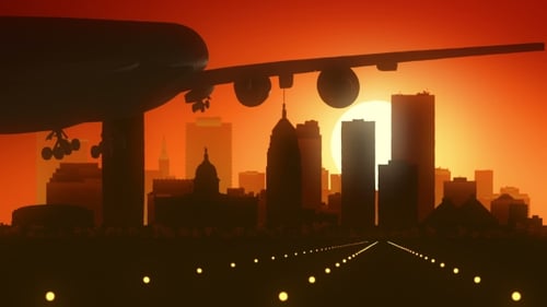 Oklahoma City Skyline Sunrise Landing