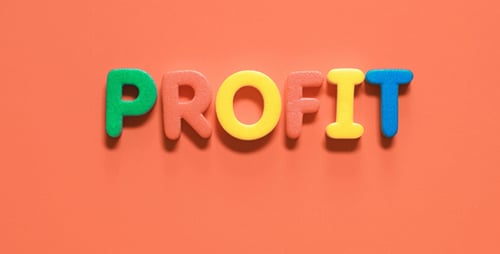 Hands spell "Profit" with alphabet letters