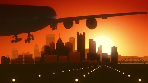 Pittsburgh Skyline Sunrise Landing