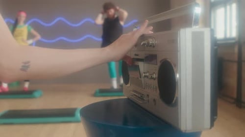 Retro Aerobics Class with 80s-Style Workout