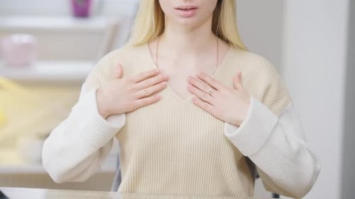 Unrecognizable Slim Caucasian Woman Telling I Love you in Sign Language