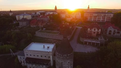 Aerial Shot Of Castle At Sunset Castle And One Of The Largest Castles In Europe