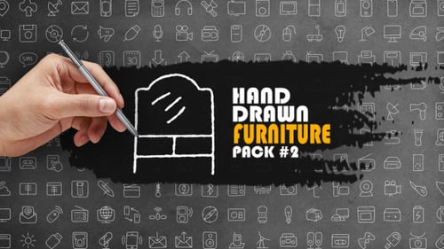 Animated Hand-drawn Furniture Icons Line Art Pack