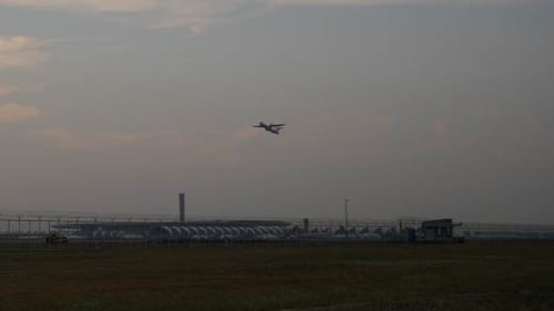 Plane Taking Off From Airport Runway