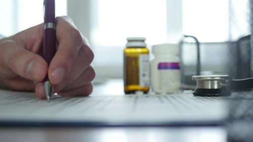 Doctor Writing In Hospital