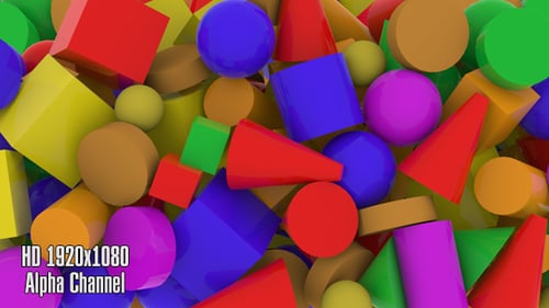 Colorful 3D Geometric Shapes Falling Transition