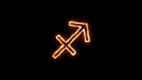 Burning Sagittarius Zodiac Symbol Outline Animation
