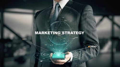 Businessman with Marketing Strategy Hologram Concept