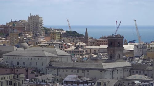 Aerial View of Old Town Genoa.