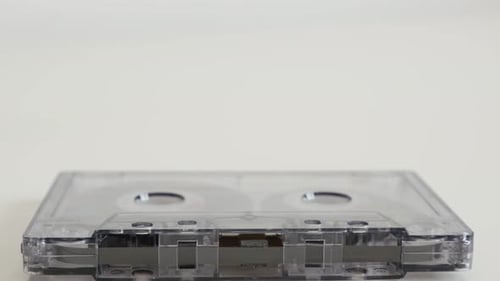 Clear Audio Cassette on White Background