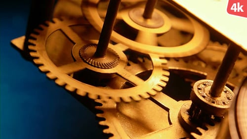 Clock Gears Turning Intricate Mechanical System