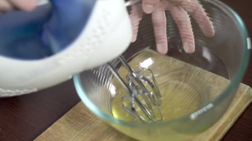 Mixing Egg Whites in Bowl with Electric Mixer
