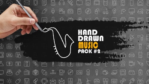 Animated Hand-Drawn Music and Technology Icons Pack