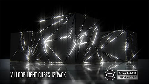 Abstract Geometric Cubes Reveal with Glowing Light Lines