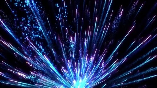 Vibrant Blue and Purple Particle Burst Abstract Background
