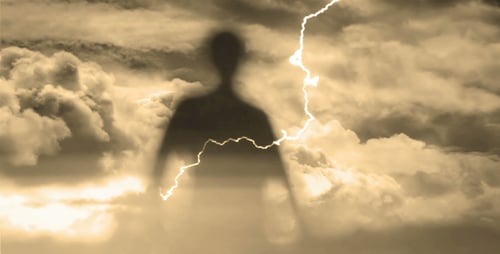 Ghost Silhouette And Lightning Storm