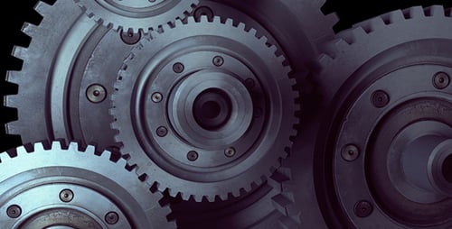 Industrial Gears Animation: Metal Cogs Rotating Seamlessly