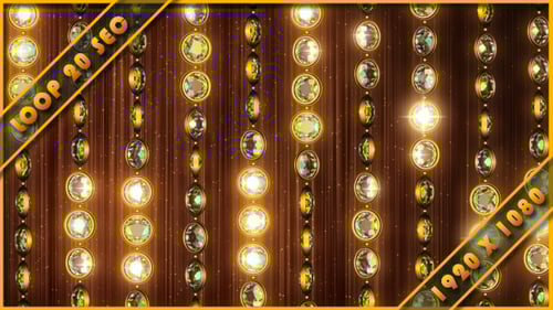 Sparkling Gold Diamond Jewel Curtain Loop Background