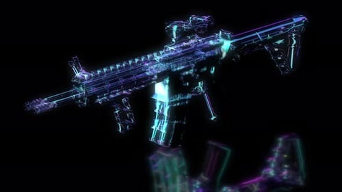 Futuristic Holographic Assault Rifle Rotation Animation