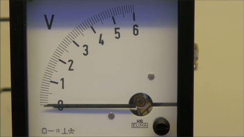 Analog Voltmeter Measures Electrical Voltage Level Close Up