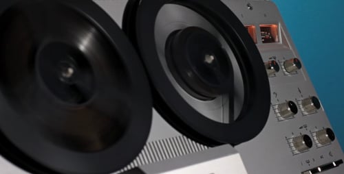 Vintage Reel-to-Reel Audio Tape Recorder Turning