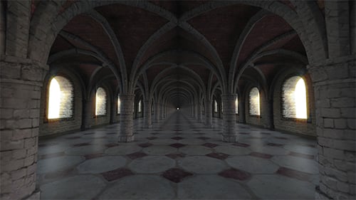 Mittelalterliche Halle - unendlicher Spaziergang