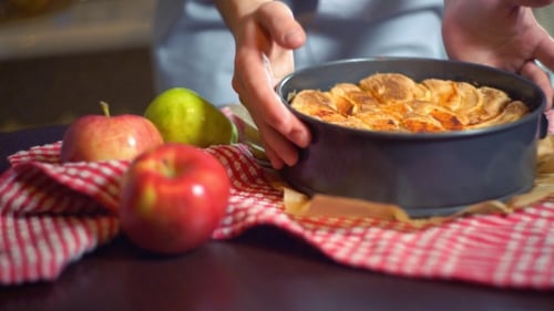 Delicious Apple Pie on Kitchen Table